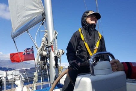 Lynn and BB happy in 35 knots of wind